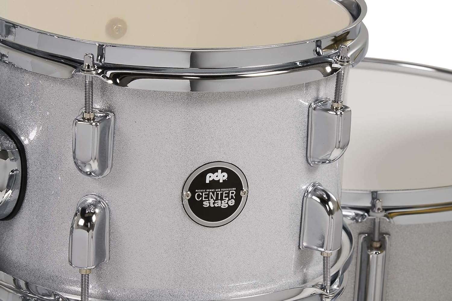 PDP Center Stage 5-piece Complete Drum Set with Cymbals – Silver Sparkle - Image 4